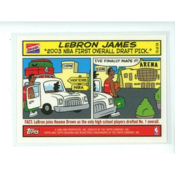 2003 Topps Bazooka LEBRON JAMES #15 Rookie RC Comics Los Angeles Lakers RARE!!!